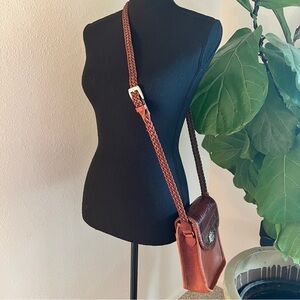 Brighton Women’s 1990 Leather Brown Saddle Flap Crossbody Silver Tone Hardware